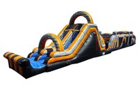 Divertido Circuito de Obstáculos Inflable Retro en Tonos Tierra, Comercial, de PVC Resistente, Equipo de Juego para Niños para Parques de Aventura y Ciudades