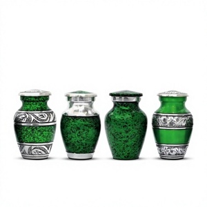 Green Mini Keepsake Cremation Adult Urn <b>for</b> Human <b>Ashes</b> Small Set 4 Mini Urn With Free Velvet <b>Box</b> - Product Image 1