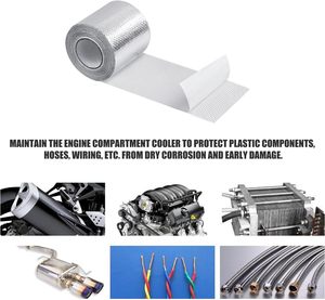 5m X 5cm argent bande d'échappement thermique <span class=keywords><strong>isolant</strong></span> moto collecteur de tuyau d'échappement 2 attaches de câble 1 <span class=keywords><strong>Film</strong></span> protecteur à bulles d'air - Product Image 5