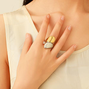 Stainless Steel <b>Ring</b> Geometric Shape Gold Plated Women's Open Design Fashion Jewelry Gift - Product Image 2