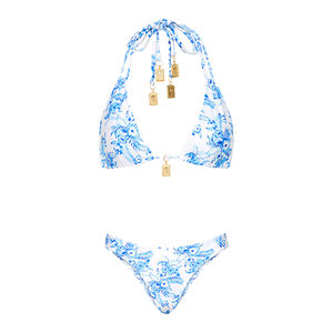 Женский бразильский купальник с индивидуальным цветочным принтом, декорированный кристаллами на талии, с цифровой печатью, 2 предмета - Product Image 6