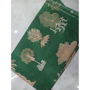 Dark <b>Green</b> Cotton Fabric with Traditional Tree Motif Print | Elegant Ethnic Cloth for Kurti Dress & Home Furnishing - Product Image 1