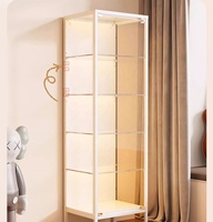 Armoire de présentation moderne en métal et verre trempé à 5 niveaux avec portes, pour le rangement dans les salons et les hôtels