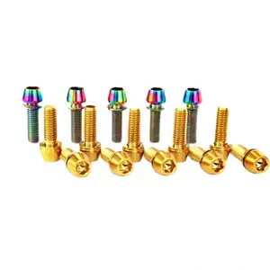 SDPSI DCT (2) M6x18/M6x20mm GR5 TC4钛锥头螺栓，带自行车自行车杆垫圈