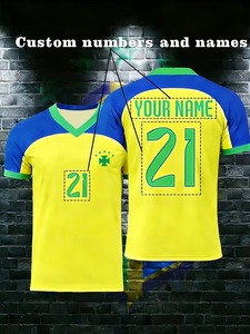 La nueva camiseta de fútbol brasileña de manga corta, ropa deportiva producida por una fábrica de ropa y personalizable.F10 - Product Image 5