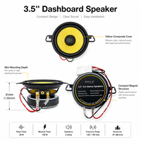Altavoz para Auto de 3.5 Pulgadas, Altavoz de Rango Medio, Cono Tejido de Kevlar, Impedancia de 4 Ohmios, Sensibilidad de 91dB, Potencia Nominal de 25W, Potencia Máxima de 150W para Auto Audi