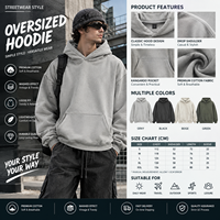 Hoodie Vintage Mewah Tanpa Tali untuk Pria, Streetwear Polos French Terry 100% Katun Tebal, Model Crop Oversize