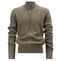Vente en gros usine – Pull tricoté personnalisé avec logo OEM/ODM pour homme, col rond, manches longues, en coton et laine, cardigan zippé à motifs