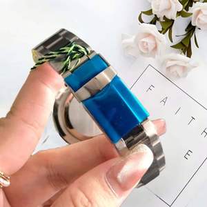 Nouvelle montre tendance à prix bas, montre pour homme en acier inoxydable argenté, cadran bleu dégradé, marqueurs lumineux, montre de sport décontractée de luxe - Product Image 6