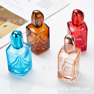 Qiujing Instrument Factory Colored Glass Perfume <b>Bottles</b> 30ml 50ml Square Spray <b>Bottle</b> <b>Mini</b> Travel Size Fragrance Container - Product Image 3