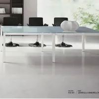 Popular and modern glass conference table with painting metal legs FD-01