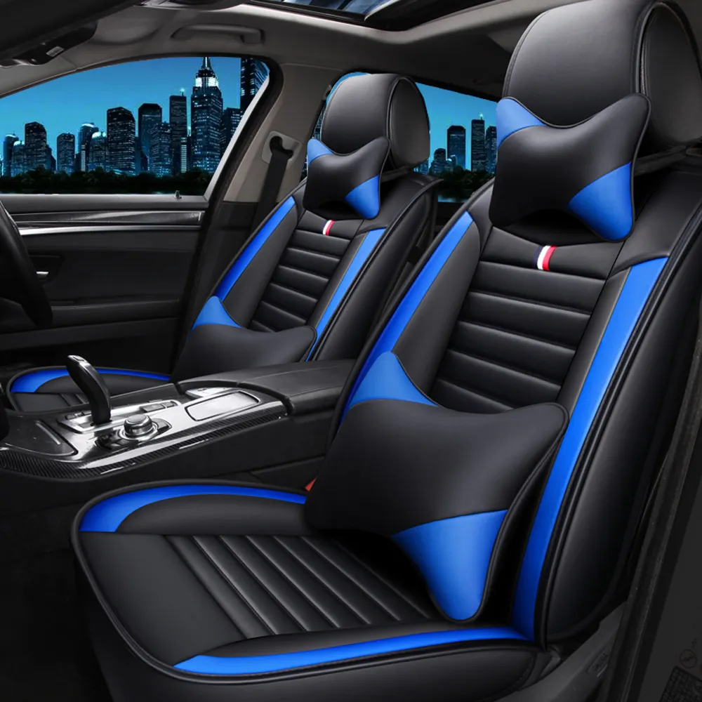 9D Aksesoris Interior Mobil Kelas Tinggi Seluruh Kit Kulit Sarung Jok Mobil Mewah untuk Toyota Camry Tesla BMW BENS KIA LEXUS