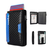 Portefeuille Pop-up RFID en Alliage d'Aluminium et Cuir Crazy Horse Imprimé Fibre de Carbone pour Homme – Idéal pour le Dropshipping et les Cadeaux