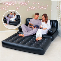 Sofá Cama Inflable de PVC de Dos Plazas, Doble Grosor, Reclinable, Plegable, Aterciopelado, Moderno y Sencillo, en Liquidación