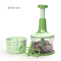 Procesador de alimentos de cocina Manual Push Hand Press Vegetal Chopper Cuchilla de plástico Picadora de carne Cortador de cebolla ecológico