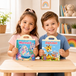 Livre d'images en PVC avec autocollants en gelée, certifié CPC, sur les animaux, les dinosaures, les véhicules et l'alphabet, pour l'apprentissage précoce des enfants de 3 à 6 ans, best-seller - Product Image 1