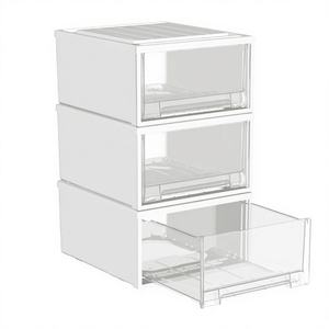 خزانة تخزين بلاستيكية شفافة بأدراج، منظم سطح المكتب للملابس والمنزل والمكتب، صندوق تخزين قابل للتكديس - Product Image 1