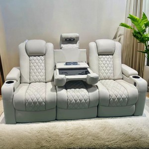 Muebles de teatro <span class=keywords><strong>VIP</strong></span> Serie 3, asiento reclinable de cuero rojo, Unidad de asientos para cine en casa con portavasos - Product Image 5