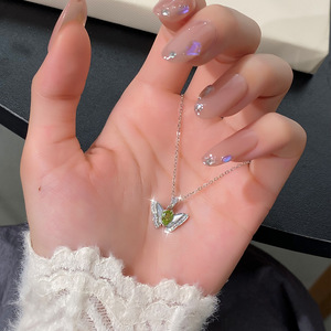 Collier papillon en nacre et topaze bleue en forme de goutte d'eau, pierre naturelle taille poire 4*6mm, bijoux en argent sterling 925 - Product Image 4