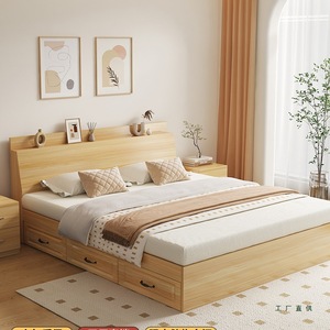 ชุดเฟอร์นิเจอร์ห้องนอนโรงแรมทันสมัยราคาถูกเตียงคิงควีนไซส์ตัวเลือกขนาดเตียงคู่โครงเตียงและหัวเตียงไม้แข็งพร้อมที่เก็บของ - Product Image 1