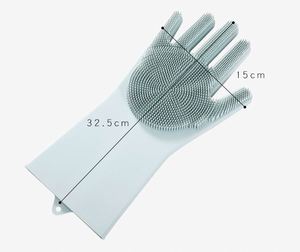 Reusable Gray Silicone Dishwashing Gloves With <b>Brush</b> Scrubber Rubber <b>Scrubbing</b> Gloves for Dishes - Product Image 5