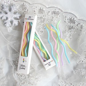 Bougies d'anniversaire arc-en-ciel, colorées, en forme de spirale courbée, en cire de soja mélangée, longues, pour la décoration de gâteaux - Product Image 4