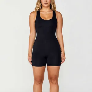 Body-Hugging Fit Plus Size Women's Yoga One Piece Tank Top Spandex Tummy Control Workout Jumpsuit