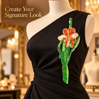 Applique de fleur de narcisse faite à la main avec perles et sequins pour robes, tenues de soirée, cheongsams, embellissement de vêtements et travaux de couture DIY