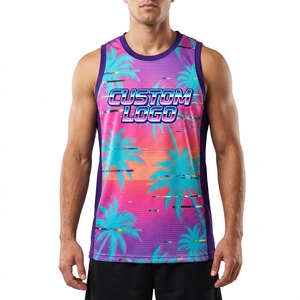 Top-Trend Hochwertiges Maßgefertigtes Digital-Druck Basketball-Trikot-Set für Herren Ärmellos mit Baum-Print Atmungsaktiv mit Elastischem Bund Uniform - Product Image 5