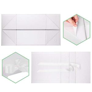 White and Coral <strong>Gift</strong> Box with Satin Ribbon, Collapsible <strong>Gift</strong> Box for Party, Wedding, <strong>Gift</strong> <strong>Wrap</strong>, <strong>Storage</strong> - Product Image 6
