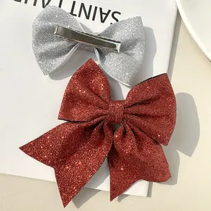2pcs Christmas Hair Bow Hair Clips For Girls Accessories Glitter Alligator Clips Hair Accessories Party For Girls Kids Hairpin