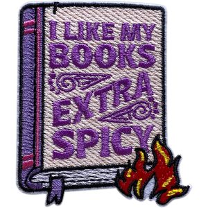 Patch brodé thermocollant « I Like My Books Extra Spicy » de 3 pouces pour chapeaux, vêtements, sacs à dos, jeans - Product Image 1