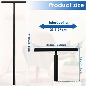 Superior Quality Adjustable Telescopic Aluminum Rod Black Silicone Window Squeegee Scraper Eco-Friendly Cleaning Tool <b>Hook</b> - Product Image 4
