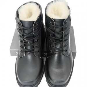 Bottes de neige d'hiver pour hommes, couleur noire unie, talon moyen, lacets avant, bottes de ski d'extérieur, coton chaud, isolées, imperméables - Product Image 4