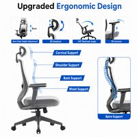 Chaise de bureau ergonomique contemporaine à dossier haut, multifonctionnelle, avec appuie-tête réglable, base en nylon moderne et matériau en mousse
