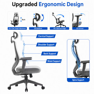 Silla de Oficina Ergonómica Contemporánea, Respaldo Alto, Multifuncional, Ejecutiva, Ajustable, con Reposacabezas, Base de Nailon Moderna, Material de Espuma - Product Image 3