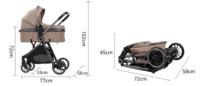 Poussette bébé en lin, cadre en acier inoxydable, 4 roues, légère, pliable facilement, compacte, siège auto, poussette portable, voyage, charge maximale 20 kg, bébés