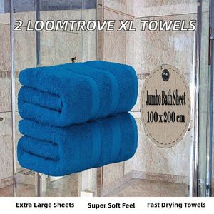 LoomTrove Pack 2 Extra Large <b>Jumbo</b> Bath Sheets 100x200cm 100% Egyptian Combed Cotton Quick Dry Super Soft Hotel Quality <b>Towels</b> - Product Image 2