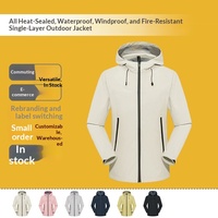 Blouson bomber entièrement thermosoudé à capuche, monocouche, unisexe, pour sports d'hiver et alpinisme, coupe-vent, personnalisable