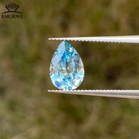 Saphir de couleur Paraiba de forme poire créé en laboratoire EMEJEWE, gemme lâche, évaluation tierce, taille calibrée pour la pose de bague de mariée