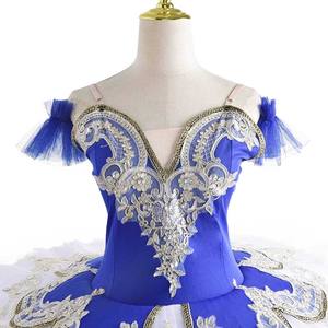 Abito in Tulle con tutù da balletto professionale per ragazza bianco blu rosa ginnastica body per danza con diamanti - Product Image 4