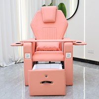 Fauteuil de pédicure LED économique avec bain de pieds à jets et fauteuil de manucure inclinable pour salon de manucure communautaire