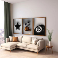 HAOWAI 3 pièces Décoration Hypebeast, Art mural cool, Impressions murales, Art urbain, Décoration de chambre Hypebeast, Cadeau pour lui, 8 Ball, Décoration