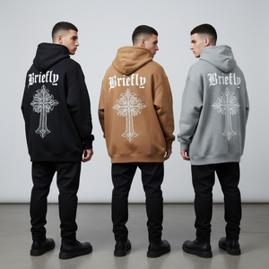 Felpe con Cappuccio Stampate da Uomo <span class=keywords><strong>Marrone</strong></span> Pesante <span class=keywords><strong>Oversize</strong></span> Primaverile con Logo Personalizzato Casual Pullover Streetwear - Product Image 2