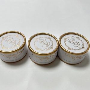 Vanilla Printing Custom 3D Embossing Gold Foil Rigid Chocolate <b>Box</b> Reusable 2cm Thick Rose Paperboard <b>Small</b> Cylindrical <b>Gift</b> - Product Image 3