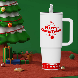 Tasse isotherme de Noël Moioco 40 oz |   Motif flocon de neige, poignée, paille |   Vente en gros de cadeaux de Noël et pour la <span class=keywords><strong>famille</strong></span> - Product Image 1