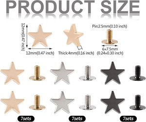 Magibeads Sets Star Leather Rivets Kit Cute Alloy <b>Purse</b> Screws Back Buttons Decorative Rivets Tightener Metal Buckle Studs For C - Product Image 4