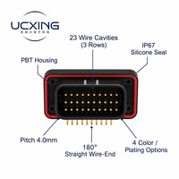 776228-1 MF130 Adaptateur de carte à fil femelle en alliage de cuivre à 23 broches, vertical droit à 180 degrés, pas de 4 mm, 5A 250V, PBT UL94 V-0, en stock
