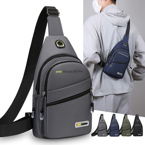 Men's Chest Bag Oxford Cloth Waterproof Lightweight Outdoor Sports Cycling Crossbody Bag Grey Dark Blue Army Green Black - Product Image 1