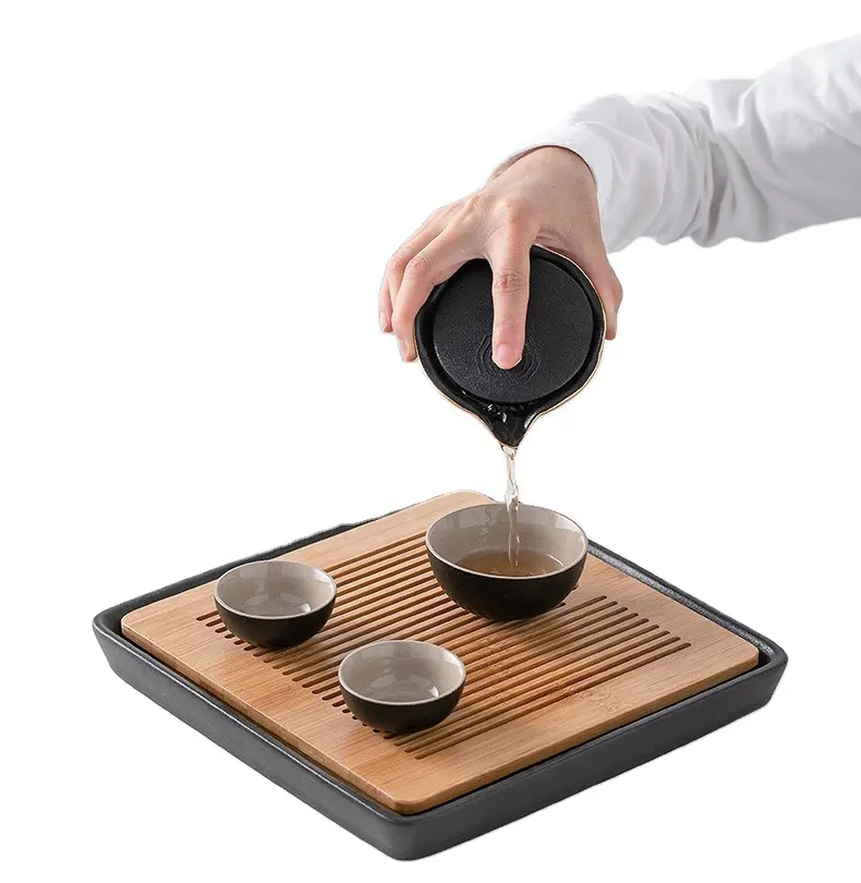 Conjunto de chá de cerâmica resistente ao calor, mini conjunto de chá feita à mão, portátil, de viagem